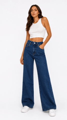 Jeans Wide Leg con Faja Reductora