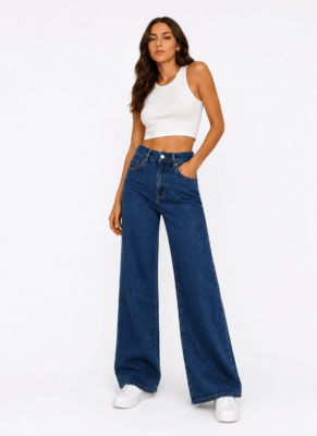 Jeans Wide Leg con Faja Reductora