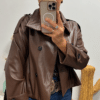 Chaqueta efecto piel con cinturón - Imagen 2