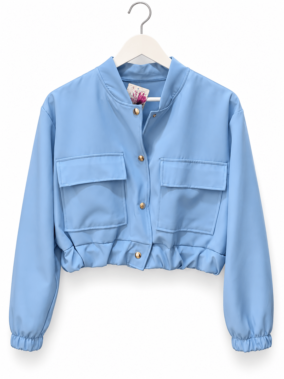 Bomber corta azul celeste para mujer - Imagen 2