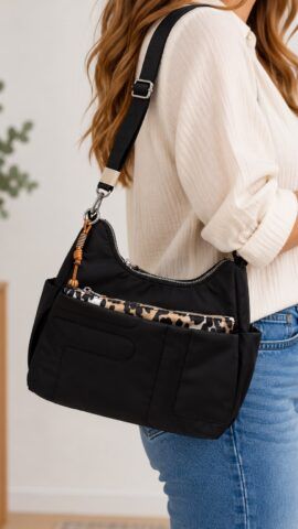 👜 Bolso bandolera negro con neceser